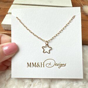 New Cute 14k Yellow Gold Filled Star Necklace